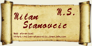 Milan Stanovčić vizit kartica